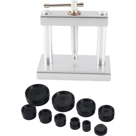 Uhrenpresse zum Schließen des Gehäusebodens mit Schneideisen, mechanisches Uhrenreparaturwerkzeug zum Batteriewechsel, mit 12 Schneideisen (1/5)