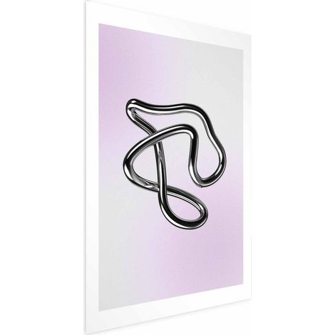 Póster - Intrincaciones plateadas - una figura metálica fluida sobre un fondo degradado (1/4)