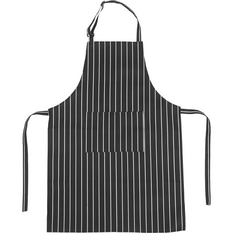 Lot 2 tabliers unisexes en polyester imperméable et résistant à l'huile, avec poches, pour chefs et artistes culinaires, Noir et blanc (1/5)
