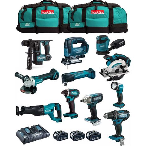 Makita  kit mk1101 (ddf482+dhr171+ dga504+ dtd152+ djv182+ dss610+ djr186+ dbo180+ dtm51+ dml802+ dtw190+3x5,0ah+dc18rd+2xlxt600) 8435587916499 (1/6)