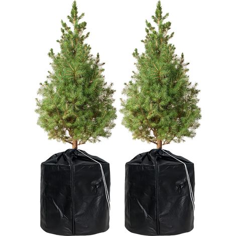 Winterabdeckung für Outdoor-Pflanzen: 2er-Set Frostschutzbeutel für Topfpflanzen, 45 x 55 cm Winterabdeckung für Topfpflanzen, Frostschutzhüllen für Topfpflanzen (Schwarz)