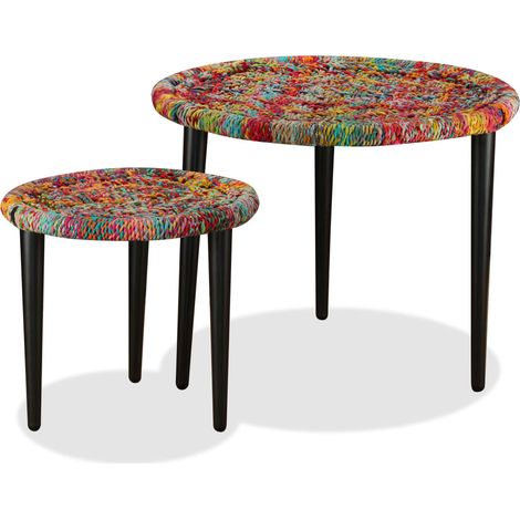 2-tlg. Couchtisch-Set Chindi-Details Mehrfarbig