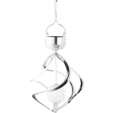 Lampe carillon solaire RGB - Lampe d'extérieur - Éclairage solaire de jardin - Suspension LED d'extérieur - Argent - Acier inoxydable/acrylique argenté (1/5)