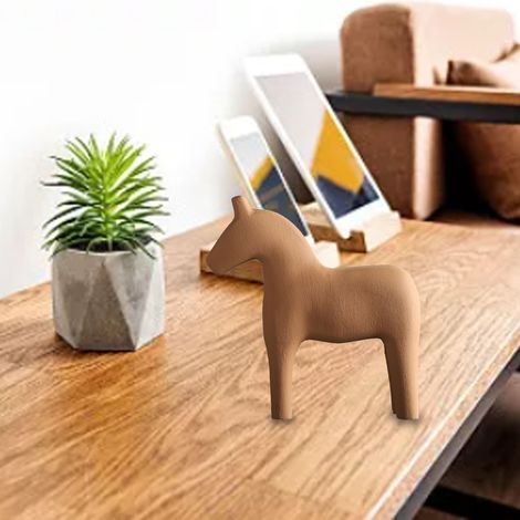 Figurines de chevaux à bascule minimalistes de style nordique Morandi, en gros, pour salon, entrée, décoration intérieure, objets décoratifs de bureau, artisanat en bois, kaki, petite taille (1/3)