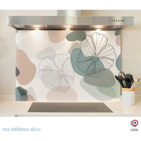 Fond de hotte : Fleurs graphiques - Alu composite - 70 cm - 60 cm (1/5)