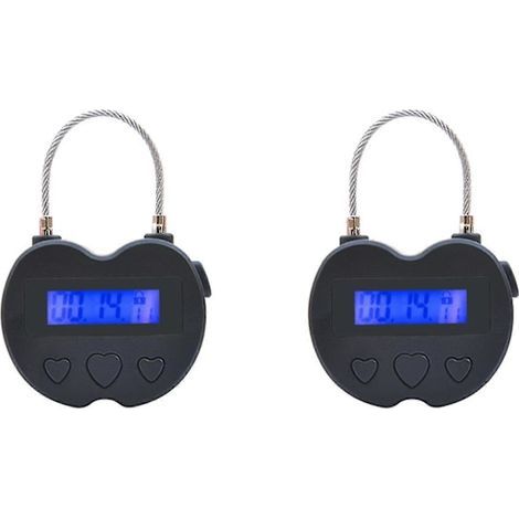 2x Smart timer padlocks with LCD screen, USB rechargeable, for travel (1/5)