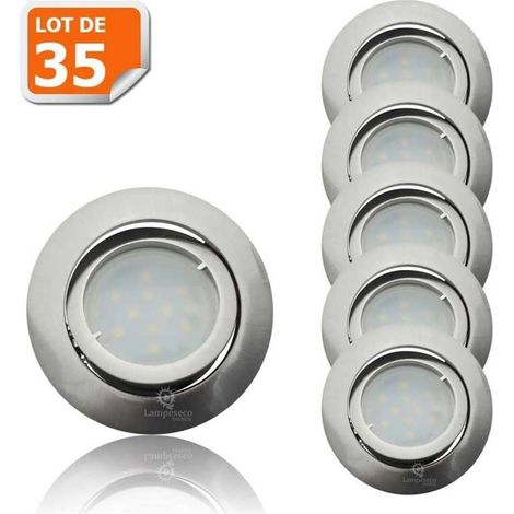 Lot de 35 Spot Led Encastrable Complete Satin Orientable lumière Blanc Chaud eq. 50W ref.209 (1/5)