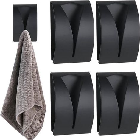Set di 4 ganci portasciugamani in acciaio inox, autoadesivi, portasciugamani da bagno, clip per strofinaccio, morsetto per asciugamano, ganci per asciugamano, non è necessaria la foratura. (1/4)