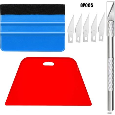 8-Piece Wallpaper Smoothing Tool Set, Car Film Scraper, Aluminum Alloy Engraving Tool