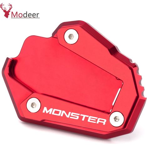 (TOUS LES MONSTRES ROUGES) Compatible avec Ducati Monster 1200, 1200S, 1200R et 821 Monster. Nouvelle béquille latérale, plaque de support, extension de repose-pieds, support de béquille latérale MaxP (1/4)