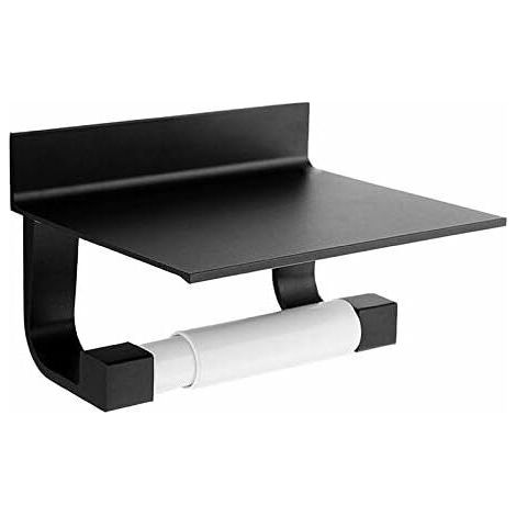 royaluxe - Porte papier toilette avec étagère pour papier toilette - noir (1/5)