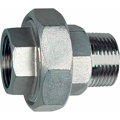 Riegler Lösb. Doppelgewindenippel, IG/AG, flach dichtend G 1/8, ES 1.4408 (1/3)