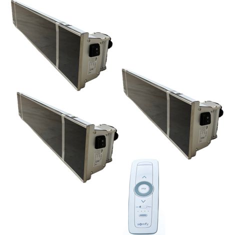 Pack de 3 chauffages infrarouge 500-1000-1500W façade verre noir 230V avec telecommande IO homecontrol IP65 INFRAGLAS IHG15IO (1/5)