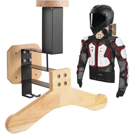 Support Casque Moto, Porte Casque Moto Mural pour Accrocher Le Casque et la Veste de Moto au Mur, Support Mural pour Gilet Tactique (1/5)