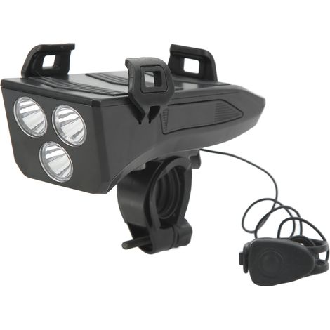 Lumières vélo 4 en 1 étanches, batterie externe USB, avec support téléphone et klaxon pour cyclisme extérieur (1/5)