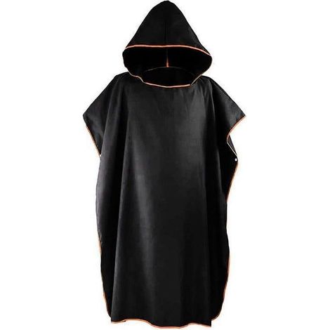 Peignoir de bain/serviette de plage/poncho noir pour adulte, à capuche et séchage rapide. (1/5)