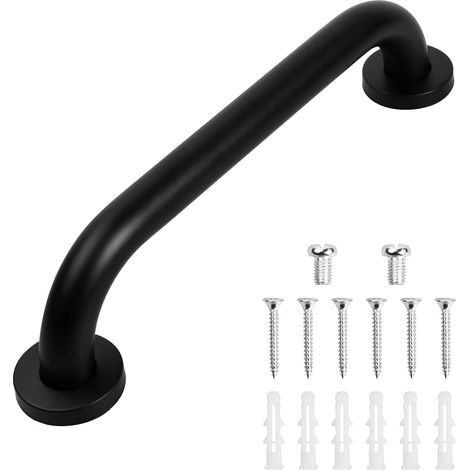 Poignée de Baignoire Poignée d'Appui pour Personnes Âgées Barre d'Appui WC Barres Douche Acier Inox Murale - 30CM Noir (1/5)