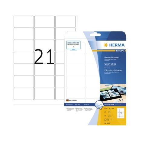 HERMA Etiketten A4 weiß 63,5x38,1   mm Papier glänz. 525 St. (4904) (1/5)