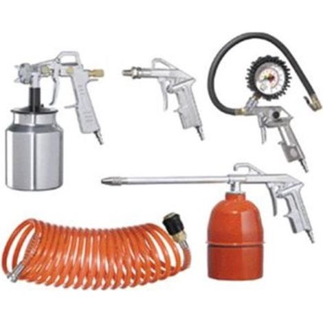Set 5 Accessori Aria Compressa X Compressore Tubo 5 Metri + Pistole FER 120036 (1/2)