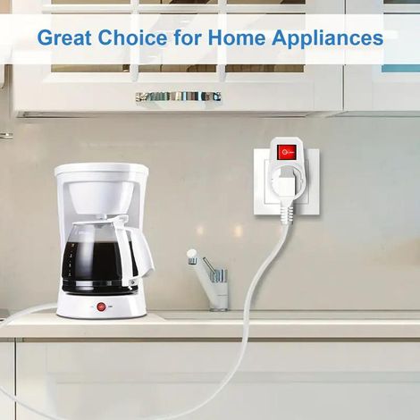 Design compact, réduit la consommation en veille, prise électrique Schuko avec interrupteur pour appareils à la maison ou au bureau (1/5)