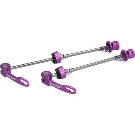 ZTTO Lot de 2 axes de roue à dégagement rapide pour vélo de route et VTT, accessoire pour axe de roue avant et arrière, violet (1/5)