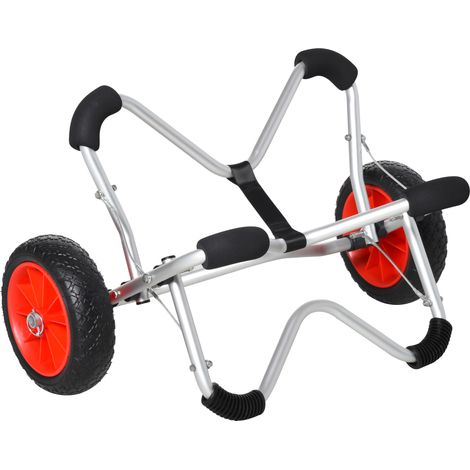Chariot de en aluminium pliable avec pneus PU jusqu’à 75 kg idéal pour et bateau chariot de transport 75x43x46 cm (1/5)