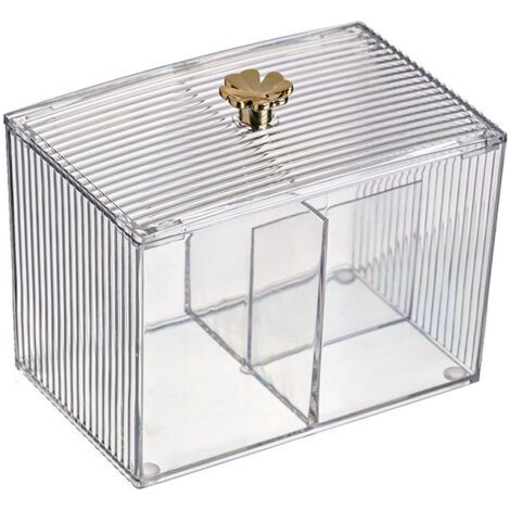 QORVA-Boîte de rangement pour cotons-tiges, distributeur de cotons-tiges de salle de bain, boîte divisée pour cotons-tiges (1/5)