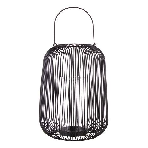 TrendLine Deko Eisen-Glas Windlicht rund Ø31,5 x 22,5 cm schwarz Windlicht