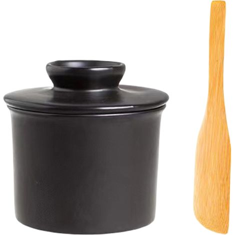 Beurrier avec repère d'eau pour plan de travail, beurrier français avec couvercle, beurrier en céramique pour beurre frais à tartiner (1/5)