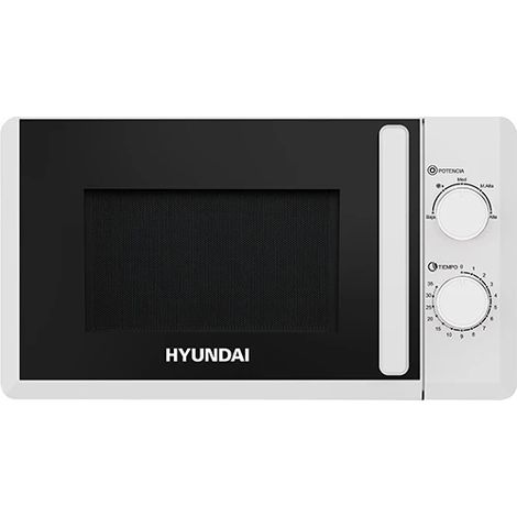 Microondas Moderno, color blanco con puerta de cristal negro 20L
