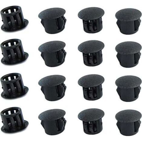 Bouchons ronds en plastique (noirs, 8mm), 20 pièces, couvercles de trous de meubles, couvercles de trous en plastique, bouchons de perçage pour serrures de trous de meubles (1/4)