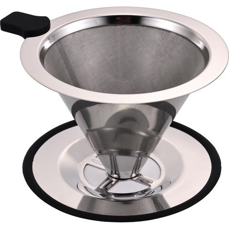 Kleiner Filterhalter für langsam gebrühten Kaffee, konischer Kaffeefilter aus Edelstahl, papierlos und unendlich oft wiederverwendbar, doppellagiger Kaffee-/Teefilter, geeignet für 1 bis 2 Tassen.