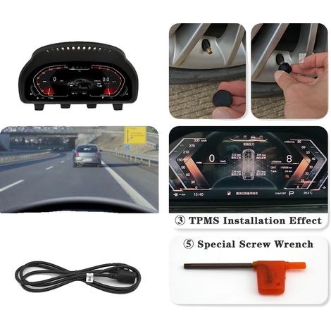 CarPlay sans fil, Panneau de tableau de bord numérique, Surveillance de la pression des pneus, Compatible avec BMW X4 F26 2011-2018, X4 F26 avec TPMS (1/2)