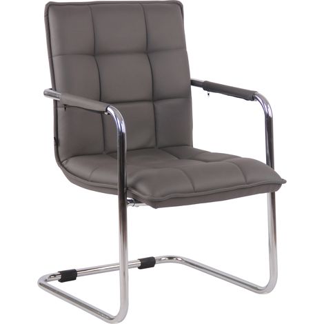 illa de visitas silla de oficina sin ruedas piel sintética gris estructura de metal BUR1046 (1/4)