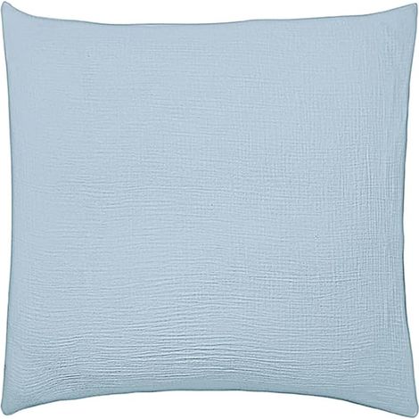 Taie d'oreiller Unie en Gaze de Coton, TENDRESSE - 65 x 65 cm - Heure Bleue - Gaze de Coton - - Entretien Facile (1/5)