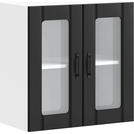Meubles de Rangement,Armoire murale de cuisine avec porte en verre Lucca noir CFW762334 (1/5)