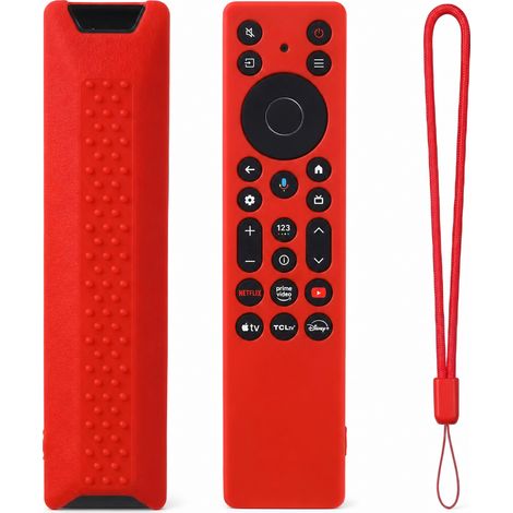 Housse en Silicone Rouge pour Télécommande TV Compatible TCL RC813A RC923A, Lumineuse, Antipoussière et Antichoc (1/5)