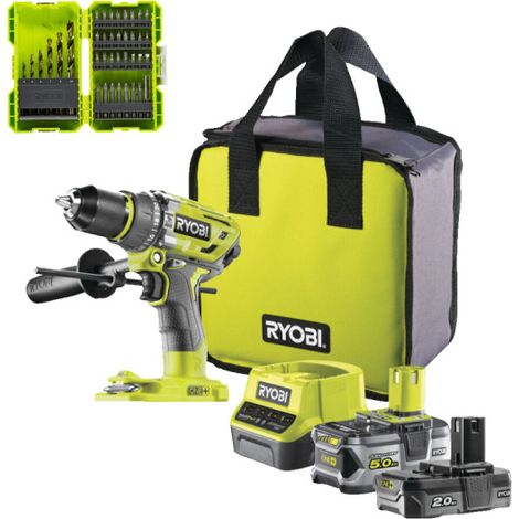 Confezione RYOBI R18PD7-252S Trapano a percussione senza spazzole - 2 batterie 5.0 - 2.0Ah - Caricabatterie - 38 accesso (1/5)