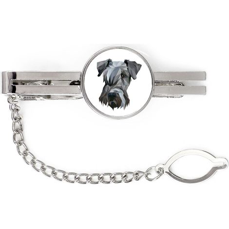 Terrier checo, Cesky Terrier: pinza para corbata con forma geométrica con foto e inscripción Art-Dog (1/4)
