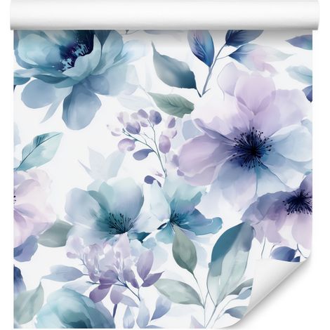 Papier peint blanc, bleu, azur et gris clair 50x1000 cm (1/5)