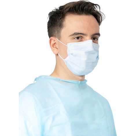 Masques Kolmi Vitals à élastiques EN 14683 Type II - Made in France - bleu - boîte de 60 masques - MEDICOM (1/2)