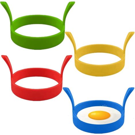 4 moules à œufs ronds antiadhésifs en silicone multicolores (1/5)
