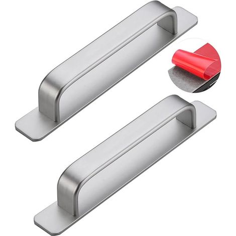 2 pièces poignée de porte coulissante auto-adhésif Poignée de grange alliage d'aluminium Poignées pour placards d'armoire autocollant Tirer La Bouton de Meuble Poignet (180mm,Silver) (1/4)
