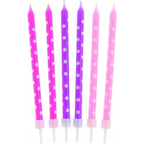 Candeline di compleanno 24/24, pois rosa, 1 confezione (1/2)