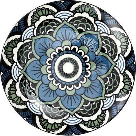 Lot de 6 Assiettes à Dessert "Mandala" 19cm Bleu (1/4)