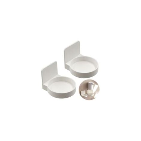 Soporte blanco para dispensador de jabón de pared - 2 piezas, soporte para dispensador de botella con bomba, adhesivo de pared, soporte para botella de gel de ducha, para cocina y baño - Crezuo