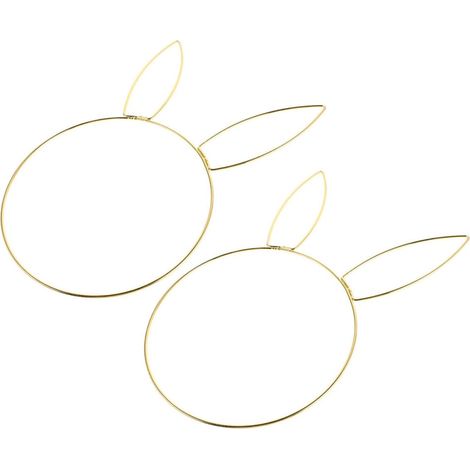 Couronne Ronde à Tête de Lapin en Fer Or 2pcs, Décoration Polyvalente de Pâques pour Étagères et Murs, Ambiance Festive Unique (1/5)