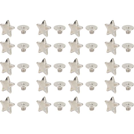20 vis à tête étoilée argentées pour décoration DIY vêtements et chaussures, clous rivets avec vis incluses. (1/5)
