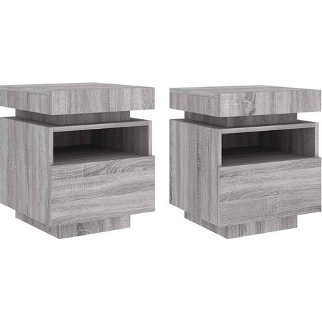 Maison Exclusive - Nachttische mit LED-Leuchten 2 Stk. Grau Sonom