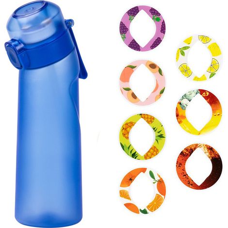 650-ml-Parfümflasche mit Aromaring und Strohhalm, Wasserbecher mit verschiedenen Geschmacksrichtungen, Trinkbecher aus Kunststoff (mit zufälligem Ring) (1/4)
